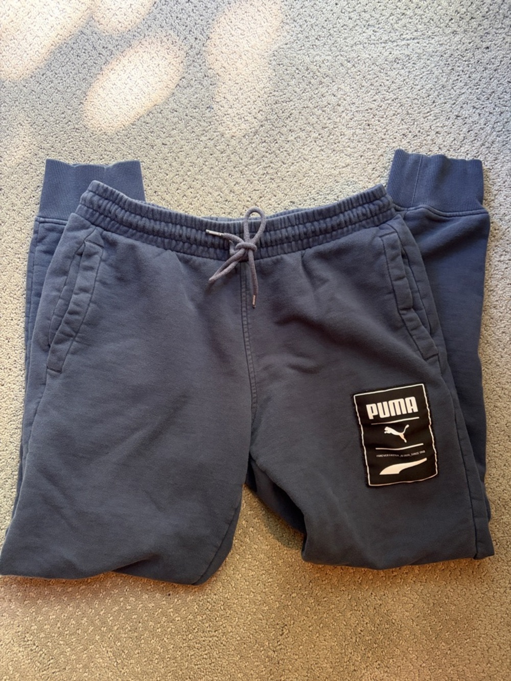 Puma Men's Blue Sweats with Logo Patch